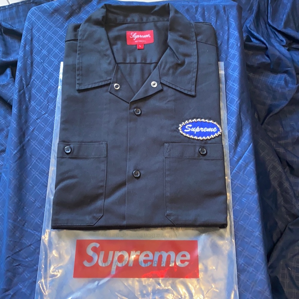 Brand New supreme studded patch s/s work shirt